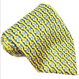 Gold, Blue, Green 100% Silk Tie